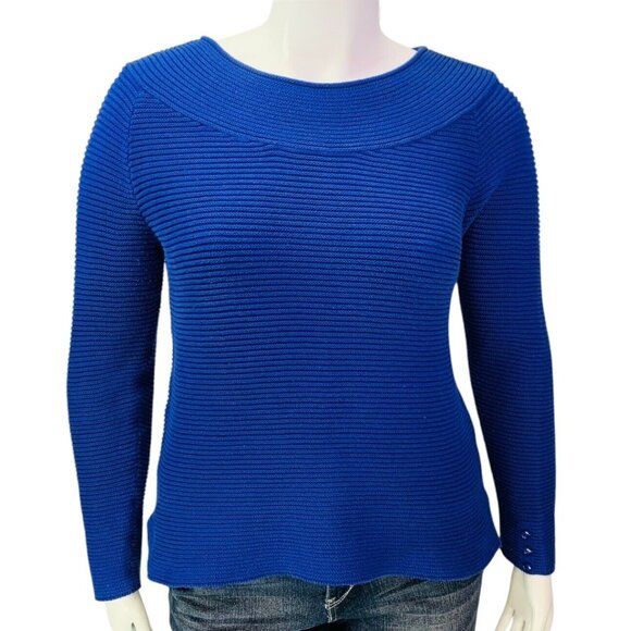 Talbots Womens Pullover Sweater Cable Knit Blue Button Detail Size M - Picture 2 of 12